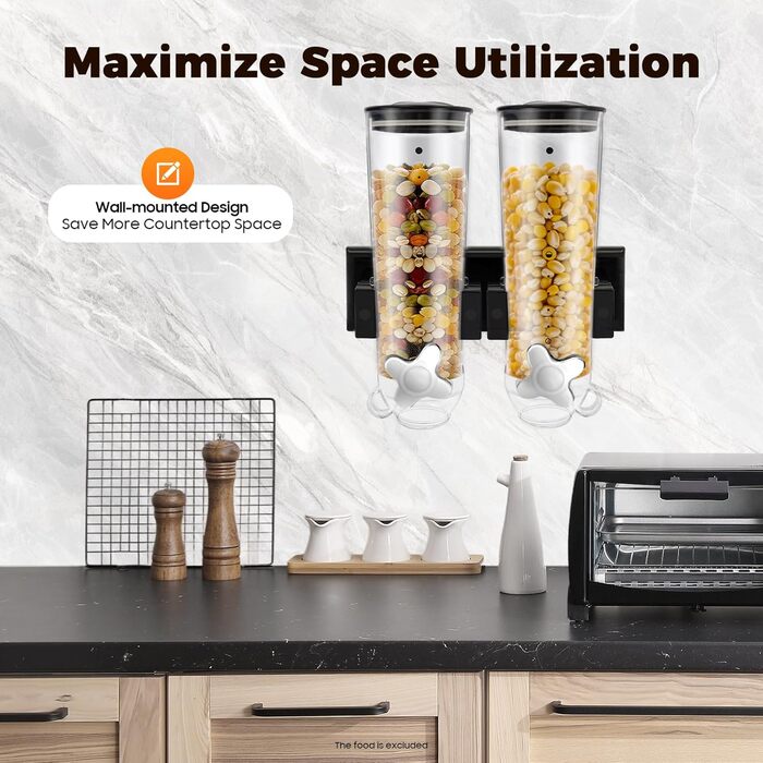 Дозатор для каші та снеків 3L, чорний, з міцного пластику