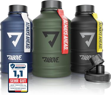 Металева пляшка для води 1.3/2.2 л з нержавіючої сталі, BPA-free, не протікає, міцна, з додатковою кришкою для спорту, фітнесу та активного відпочинку, у подарунковій упаковці