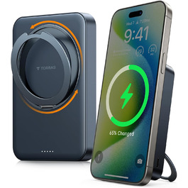 TORRAS MiniMag Qi2 Powerbank 10000mAh: магнітичний повербанк з підтримкою MagSafe, 30W USB-C, 15W бездротова зарядка для iPhone 12-17, AirPods, сірий титан