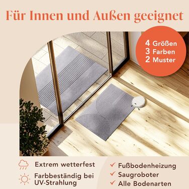 Килимок для дому Blumtal 40x60 см - антиковзаючий, для входу, з візерунком, сірий