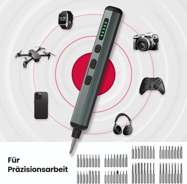 Електрична викрутка KAIWEETS 70 в 1 з 64 бітами S2, 200 RPM - для телефонів, ноутбуків, годинників, камер