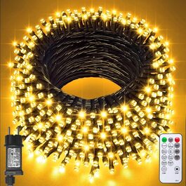 Льодогенератор JSdoin 100/200/300/400/600 LED, вологостійка гірлянда для декору саду, дому, вечірки, ялинки, з таймером, 8 режимів, тепле біле світло, 100 LED