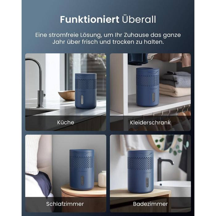 Pro Breeze Osmo: Безшумний осушувач повітря для дому – таблетки 700г (до 100 днів) – для кімнати, шафи, авто