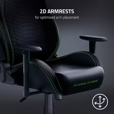 Razer Iskur X - Ergonomic Gaming Chair (Desk Chair / Office Chair, Ergonomic Design, Multi-Layered Faux Leather, High-Density Foam Padding) Black/Green | Standard Green Iskur X