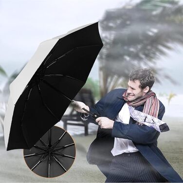 Зонт автоматичний штормостійкий з UV захистом, 8 ребер, легкий та міцний, білий