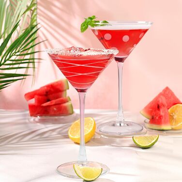 Набір з 4 склянок для мартини Joeyan 250 мл, кришталь, з візерунком Dot, класичні склянки для коньяку, еспресо мартини, космополітен, манхеттен, придатні для миття в посудомийній машині