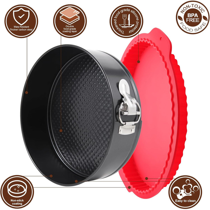 Набір форм для випічки Fensiden Premium Springform – 10.2, 17.8, 22.9, 25.4 см, 10, 7, 9, 10 дюймів