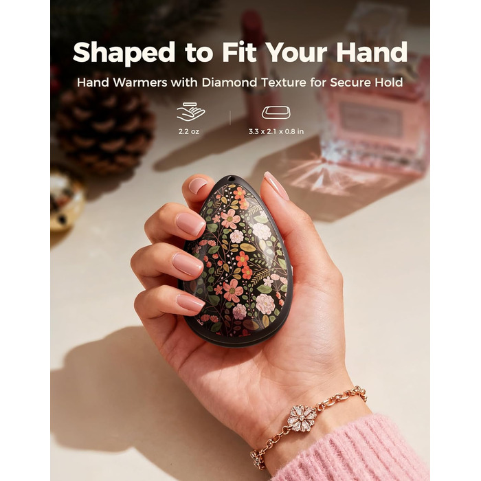 Електричні грілки для рук OCOOPA 2 шт., стильні, у формі діаманта з магнітом, акумуляторні, для жінок, подарунок на Новий рік, для Рейно, туризму, кемпінгу