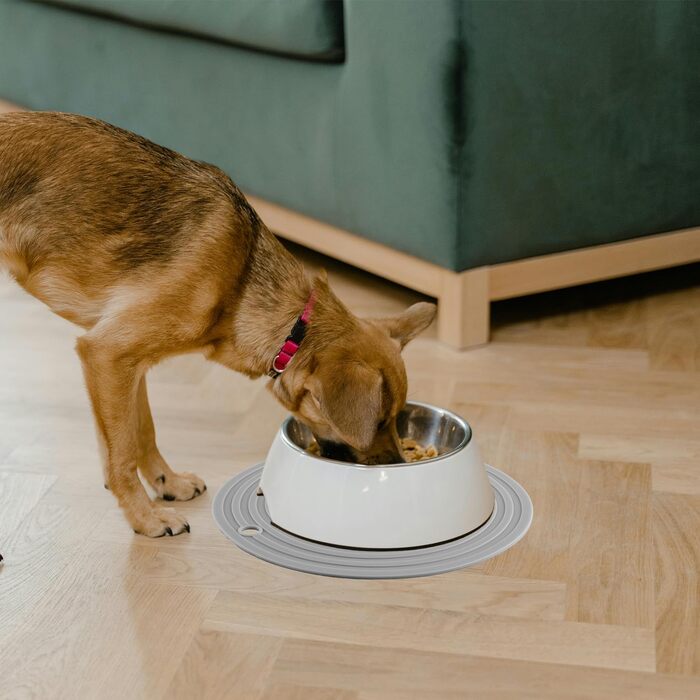 Килимок під годівницю для котів та собак Tabanzhe, силіконовий, неслизький, водонепроникний, сірий