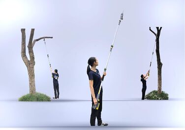 Акумуляторний телескопічний висоторіз FANZTOOL Blade-Tec з шабельною та ручною пилкою, довжина полотна 210 мм, до 4,7 м, легкий 1,5 кг, з акумулятором 20В