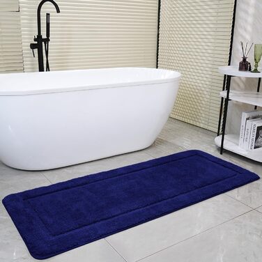 SOANNY Bath Mat Set - 2 Pack Microfiber Bathroom Rugs - Non-Slip & Water Absorbent - 53x86 cm & 50x50 cm - Blue