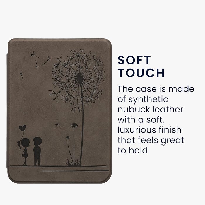 Чохол kwmobile для Kobo Clara BW/Clara Colour/Tolino Shine (5)/Shine Color - чохол з штучної шкіри (Pusteblume Love Grey)