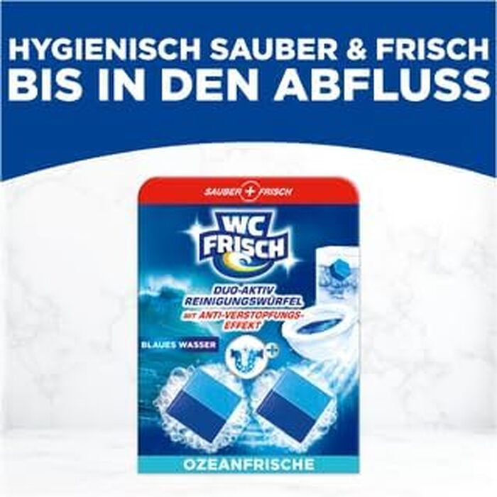 Очищувач для унітазу WC Frisch Duo-Aktiv, блоки для бачка 2в1: гігієна та захист від вапна, свіжий аромат, 100 г (12 x 2 шт)