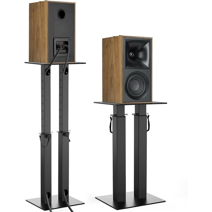 Регульовані підставки для колонок з кабельний-менеджментом, комплект 2 шт, стійки для підлогових динаміків з протиковзаючими килимками EVA, навантаження до 10 кг, 26 x 22 x (42-74.5) см