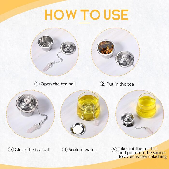 T-Ei for loose tea, 6 sets, loose leaves, tea strainer, tea infuser, stainless steel tea ball for loose tea holder, tea mesh strainer, tea filter with drip trays and pendants