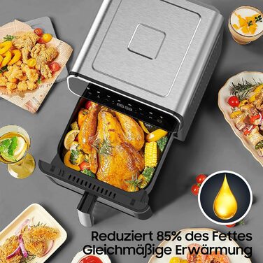 iceagle Hot Air Fryer 6.7 L Airfryer XXL - Air Fryer Without Oil | 2200W Hot Air Fryer with 8 Cooking Programs, Digital Display, with German Recipe Book