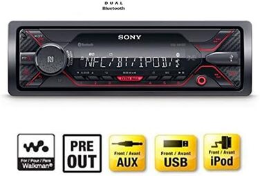 Автомагнітола Sony DSX-A410BT з Bluetooth, NFC, USB, AUX, підсвіткою, 4x55 Вт, гучний зв'язок, червона