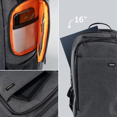 Рюкзак для фототехніки Dörr Prag Pro 20L та Prag Go 16L, водонепроникний, з відділенням для ноутбука 16 дюймів, для дзеркальних/зеркалоподібних камер, гнучкою внутрішньою перегородкою, тримачем для штатива, дронів, міцний та легкий, сірий