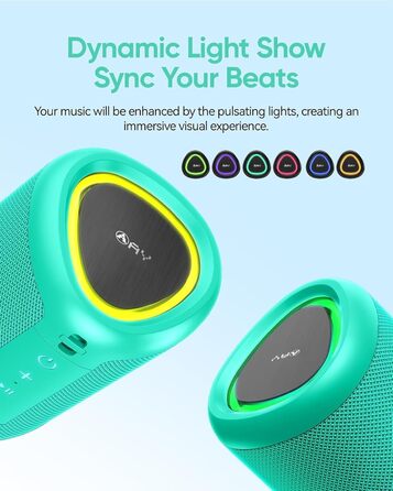 Портативна Bluetooth колонка AY з підсвічуванням, IPX5, 24 годин роботи, AUX/TF, стерео-паринг, для дому та відпочинку (світло-зелена)