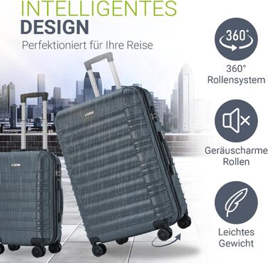 Набір валіз Juskys® з жорстким корпусом (4 шт.) - з кодовим замком, тихі колеса 360°, телескопічна ручка, легкий, колір антрацит