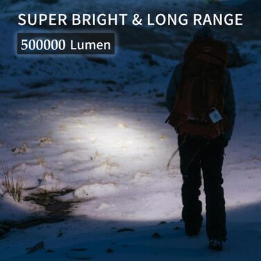 LED ліхтарик на акумуляторі, надзвичайно яскравий 1200000 люмен, з функцією зуму, тактичний, з 5 режимами, водонепроникний IP67, для кемпінгу, риболовлі, туризму, активного відпочинку та надзвичайних ситуацій (P70-kit)