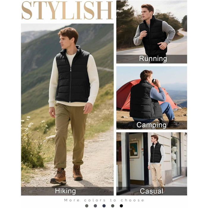 Чоловіча степна жилетка 33,000ft - тепла спортивна жилетка для туризму, гольфу, верхової їзди та відпочинку. Водовідштовхуюча жилетка з 4 кишенями. Розмір L.