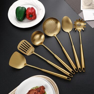 Набір кухонного інвентарю з нержавіючої сталі 304, 12 предметів, золотий колір, для кухні
