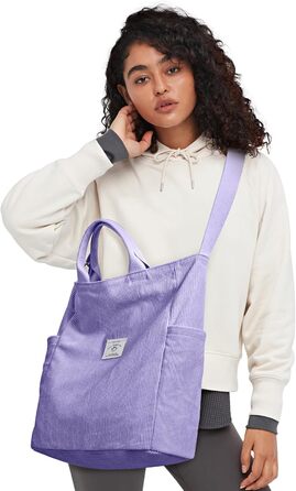 Сумка жіноча KALIDI Cord Shopper повсякденна через плече для школи, роботи, покупок (фіолетова)
