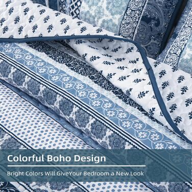 Набір постільної білизни Boho для двоспального ліжка, темно-синій, богемний стиль, 2-х частинний (плед + ковдра), легкий плед, комплект ковдри та постільної білизни на всі сезони (172,7 x 218,4 см)