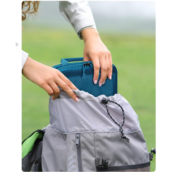 Органайзери для валіз ECOHUB (набір 4 шт) з мітками, екологічні, з перероблених матеріалів, для рюкзаків та валіз, з міцною сіткою, тревел-органайзери (зелений, блакитний)