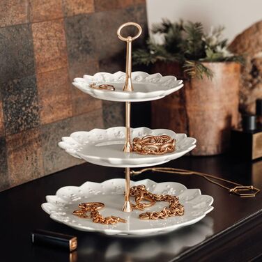 Декоративна етажерка Villeroy & Boch Toys Delight Royal Classic з преміум порцеляни, біла, для печива, випічки та тістечок