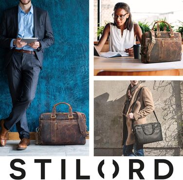 Стильна шкіряна сумка-портфель STILORD Nico для ноутбука 15.6
