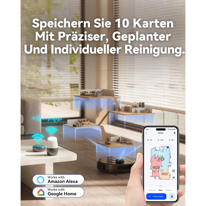 Робот-пилосос Tesvor S8MAX 3-в-1 з функцією миття, 8000Pa, LiDAR-навігація, 240 хв роботи, керування через додаток/Alexa, самостійна станція очищення 2.5л для великих приміщень з тваринами (X8 Ultra)