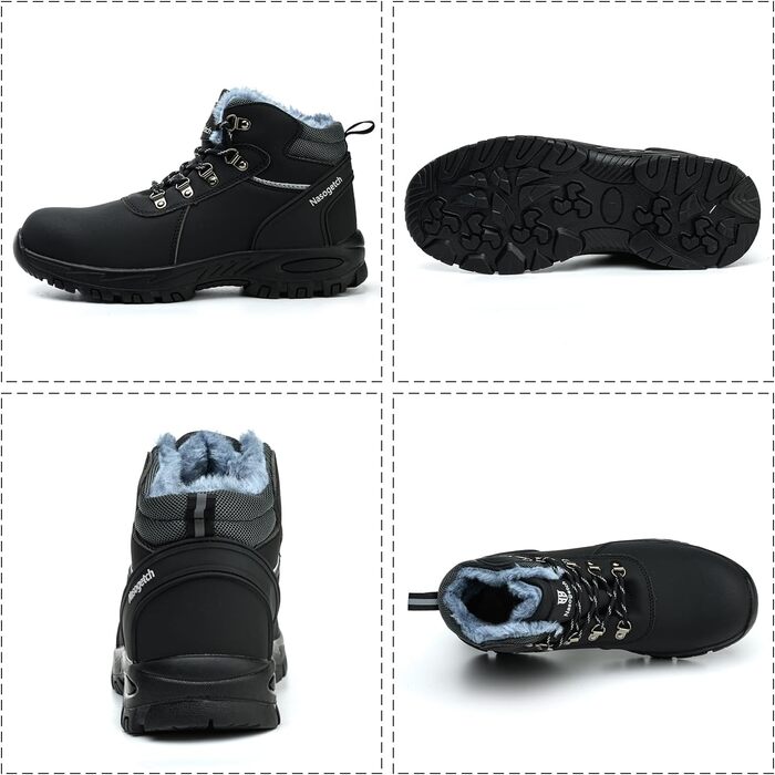 Чоботи робочі зимові непромокаючі з металевим носком для чоловіків та жінок. Робочі чоботи з антиковзною підошвою, захисне взуття, 40 EU, чорний