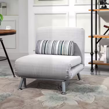 HOMCOM Folding Bed, Sleeper Chair & Guest Bed, Foldable Sofa Bed, Metal, Grey, 75x70x75cm | Aosom