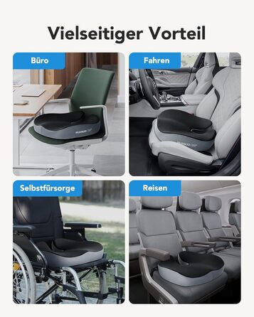 Подушка для офісного крісла HUANUO: велике сидіння з піною з пам'яті. Зняття напруги з попереку та куприка. Підходить для офісних крісел, автомобільних сидінь та крісел-колісних. Ідеально для тривалого сидіння. Не слизька.