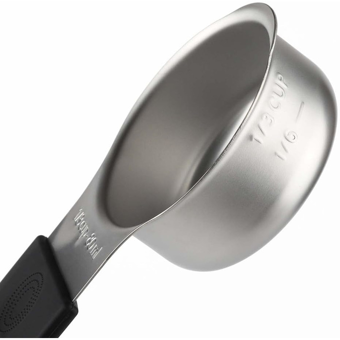 Stainless Steel Measuring Cup Set, Robust Metal Measuring Cups for Dry and Liquid Ingredients (Black)