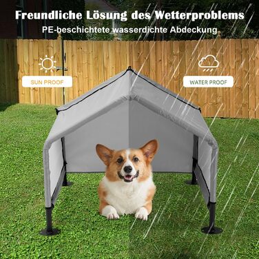 Будка для собак A.FATI Outdoor: сіра, 75x65x65 см, водонепроникна, з задньою стінкою, захист від сонця, для маленьких та середніх собак, котів, курчат, цуценят
