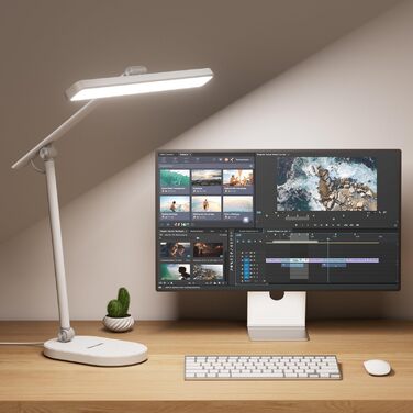 Настільна LED лампа Honeywell H4 Sunturalux – офісна лампа з диммером, 3 режими світла, 5 рівнів яскравості, таймер, сенсорне управління, сірий
