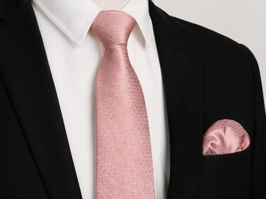 Краватка для чоловіків HISDERN з кишеньковим хустинкою в горошок, для весілля, класичний стиль, бізнес, набір краваток та хустинки, універсальний розмір (A-22 Blush Pink)