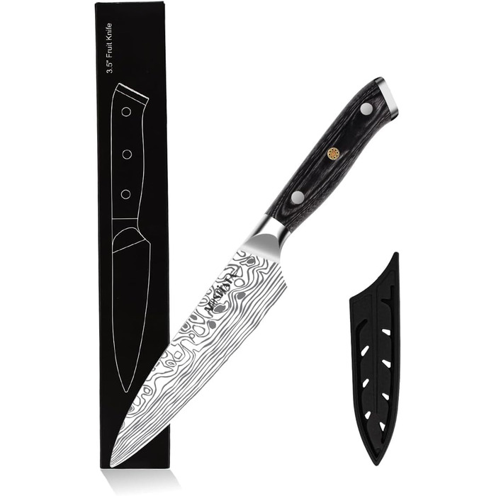 Ніж Santoku MOSFiATA 18 см з нержавіючої сталі EN 1.4116 з дерев'яною ручкою (10 см) - Кухонний ніж для нарізки