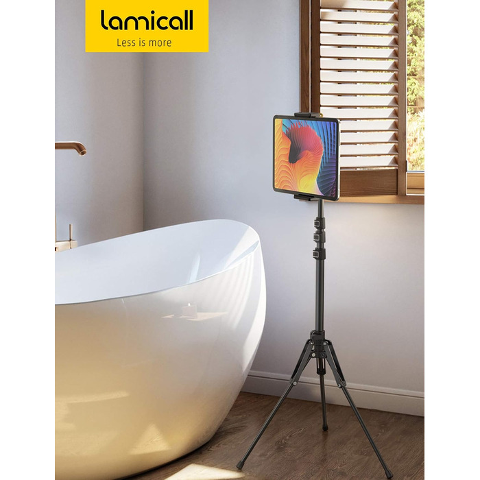 Підставка-штатив Lamicall для планшетів та смартфонів, регульована висота до 165 см, сумісна з iPad Pro 12.9, Air, Mini, Samsung Tab та iPhone (4.7-13 дюймів), чорний