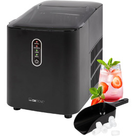 Машина для приготування льоду Clatronic EWB 3785 | Швидке приготування (через 10 хвилин) | Самоочищення | 12 кг/24 години | 1,5 л резервуар для води | Чорний | Нова модель