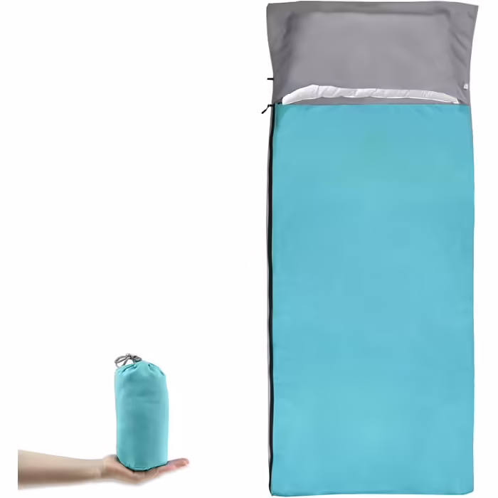 NewDoar Sleeping Bag Liner, 215x85 cm, Portable, Lightweight, Travel Sheet with Pillow Slot, Ultralight, Soft, Camping Sleeping Bag Liner, Pongee Fabric for Camping, Hiking, Backpacking, Hotels, Hostels
