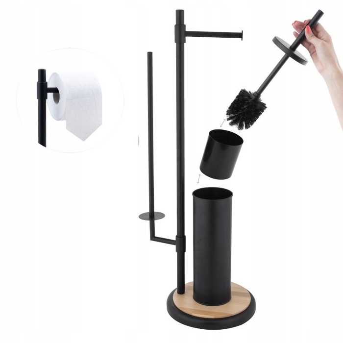 Набір для туалету Yoka Home: тримач для туалетного паперу та йоржик, чорний, стиль лофт