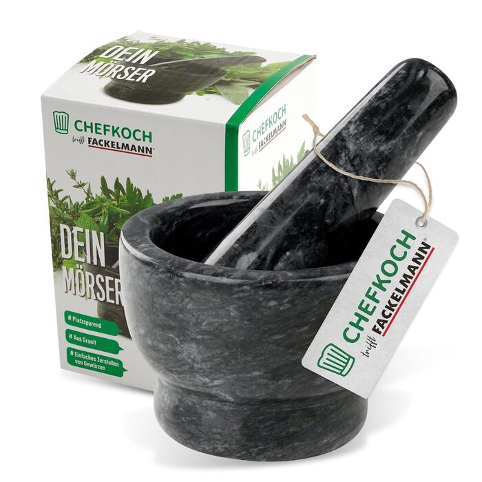 Гранітний ступка з толуштою Chefkoch – для подрібнення, розмелювання та розтрощення спецій та трав, 9,5 x 7 x 3,5 x 10,5 см