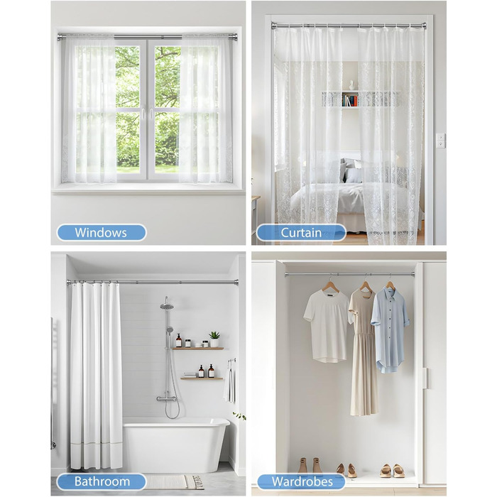 Телескопічна штанга для карнизи/душової кабіни, 79-195 см (срібна)