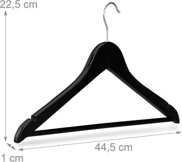 Набір вішалок для одягу Relaxdays, 30 шт., дерев'яні, для штанів, спідниць, суконь, курток, сорочок, з обертовим гачком, чорні, 22,50 x 44,50 x 1,00 см