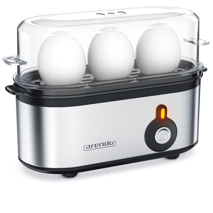 Електричний яйцеварка Arendo Threecook з нержавіючої сталі - 1-3 яйця, регулювання ступеня готовності, безпечний, BPA-free