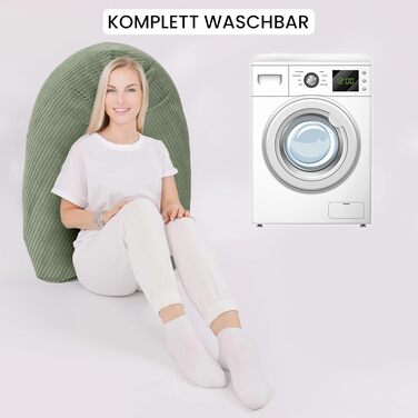 Подушка для годування Amilian Stillkissen XXL 170 см - для сну на боці, вагітності та годування - подушка для сну з наповнювачем та знімним чохлом (Blattpoesie)